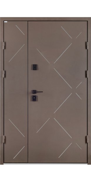 Двойная дверь входная в дом РУБИКОН RAL 8019 / ПВХ 46 Б-330 Оф.д.18 + терморазрыв dveri-vhidni-rubikon-ral-8019--pvh-46-b-330-ofd18--termorozriv