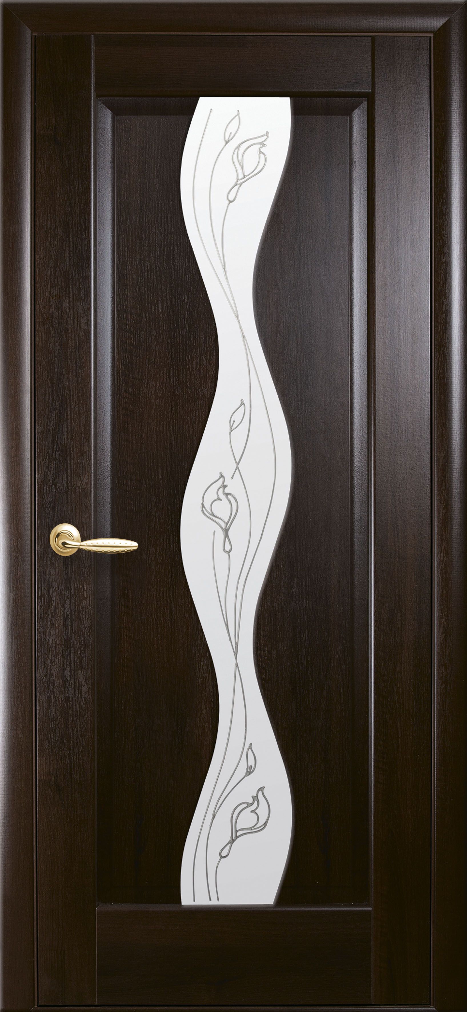 Межкомнатные двери Волна со стеклом сатин и рисунком Р2