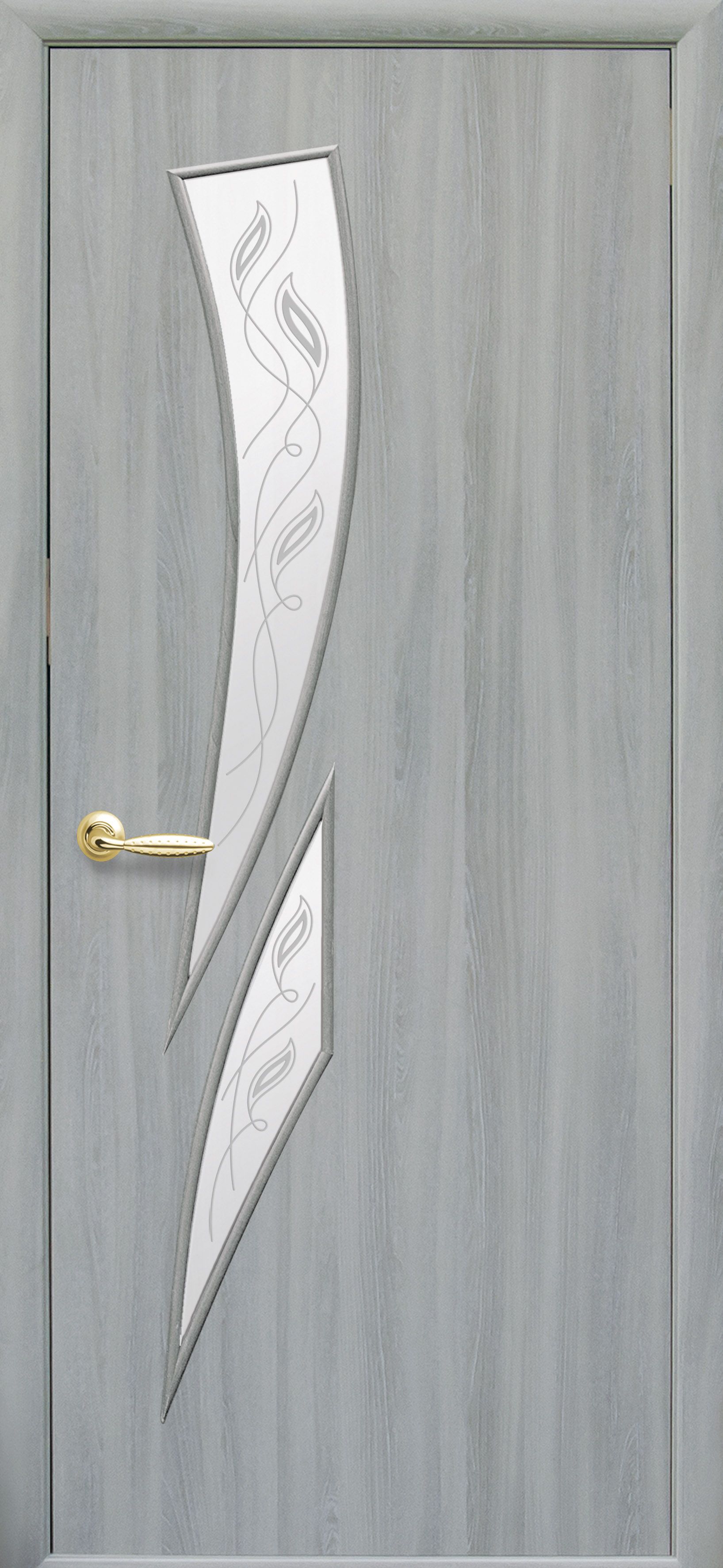 Межкомнатные двери Камея со стеклом сатин и рисунком Р2