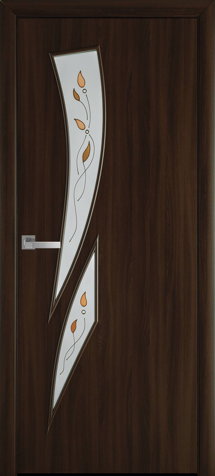Межкомнатные двери Камея со стеклом сатин и рисунком Р1
