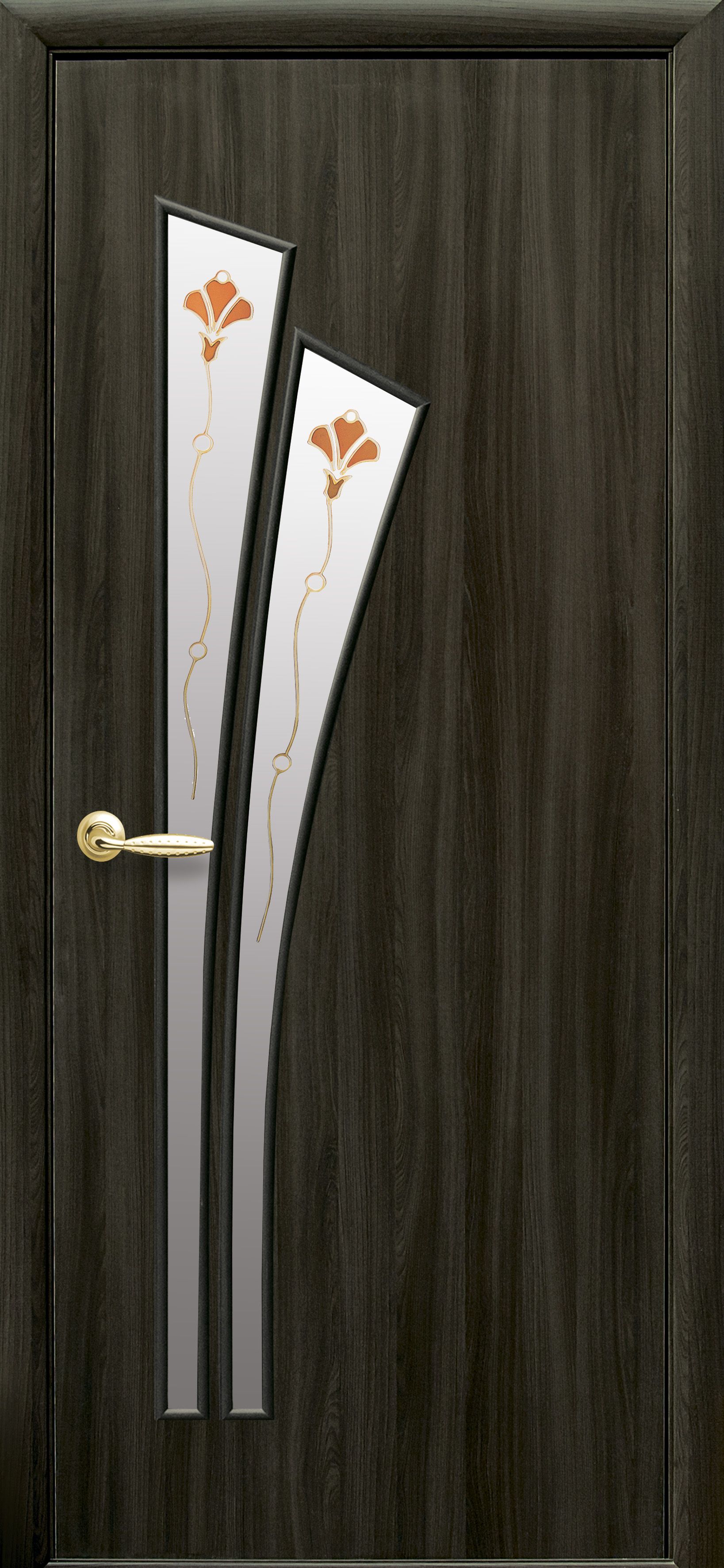 Межкомнатные двери Лилия со стеклом сатин и рисунком Р1