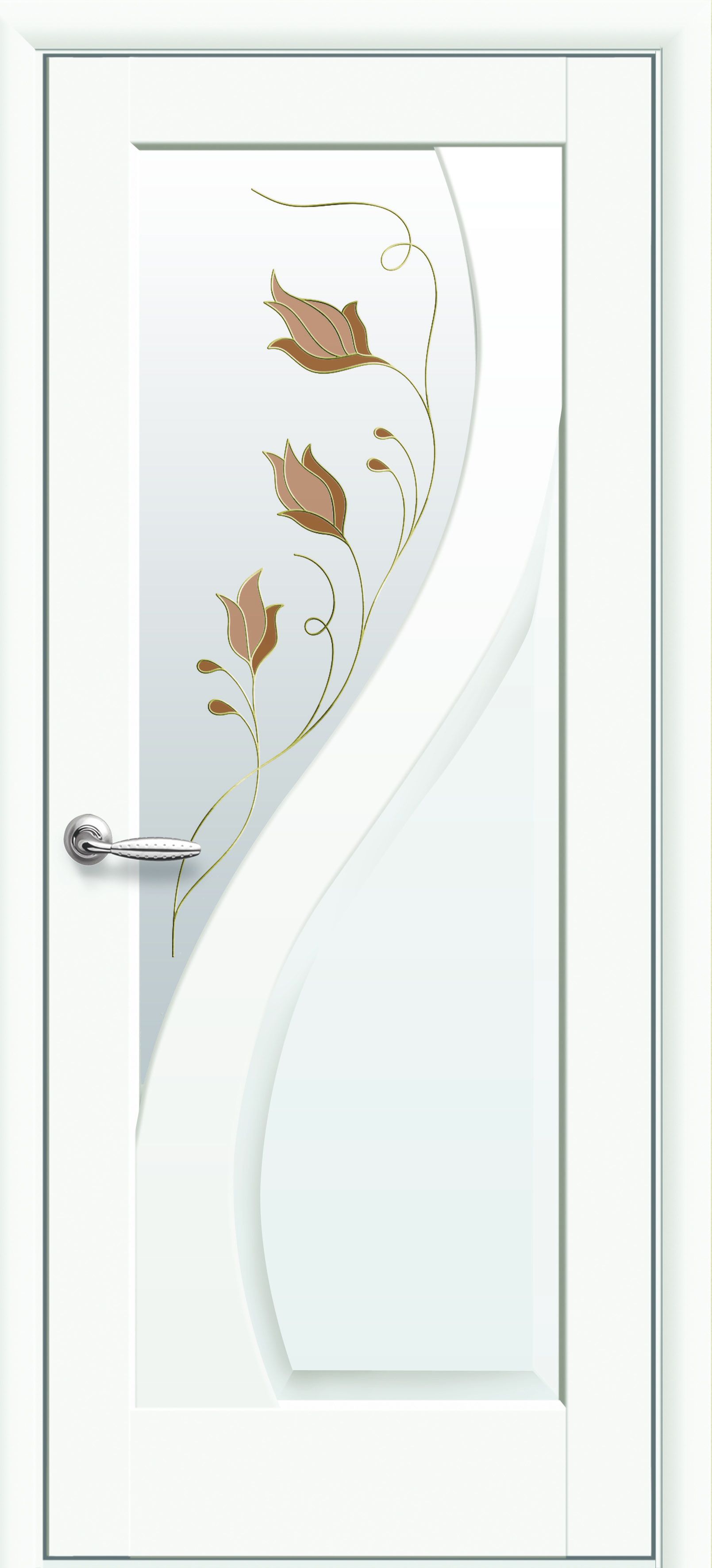 Межкомнатные двери Прима со стеклом сатин и рисунком Р1