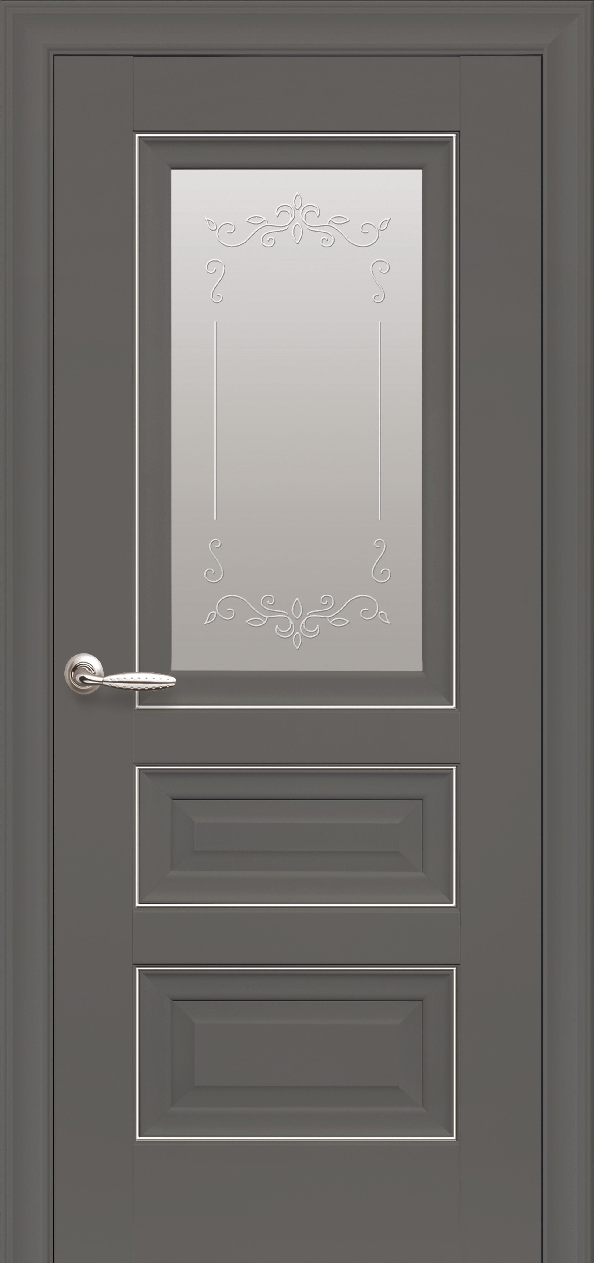 Межкомнатные двери Статус со стеклом сатин и молдингом и рисунком