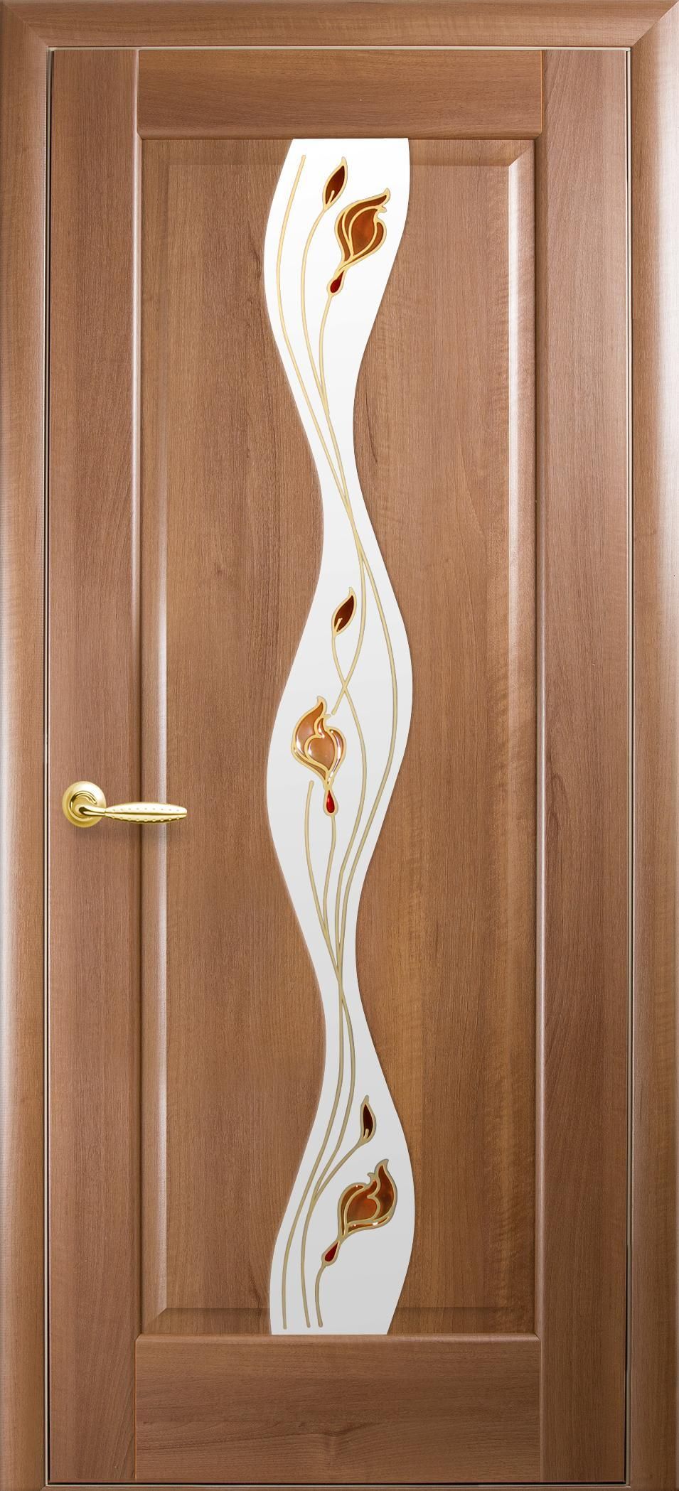 Межкомнатные двери Волна со стеклом сатин и рисунком Р1