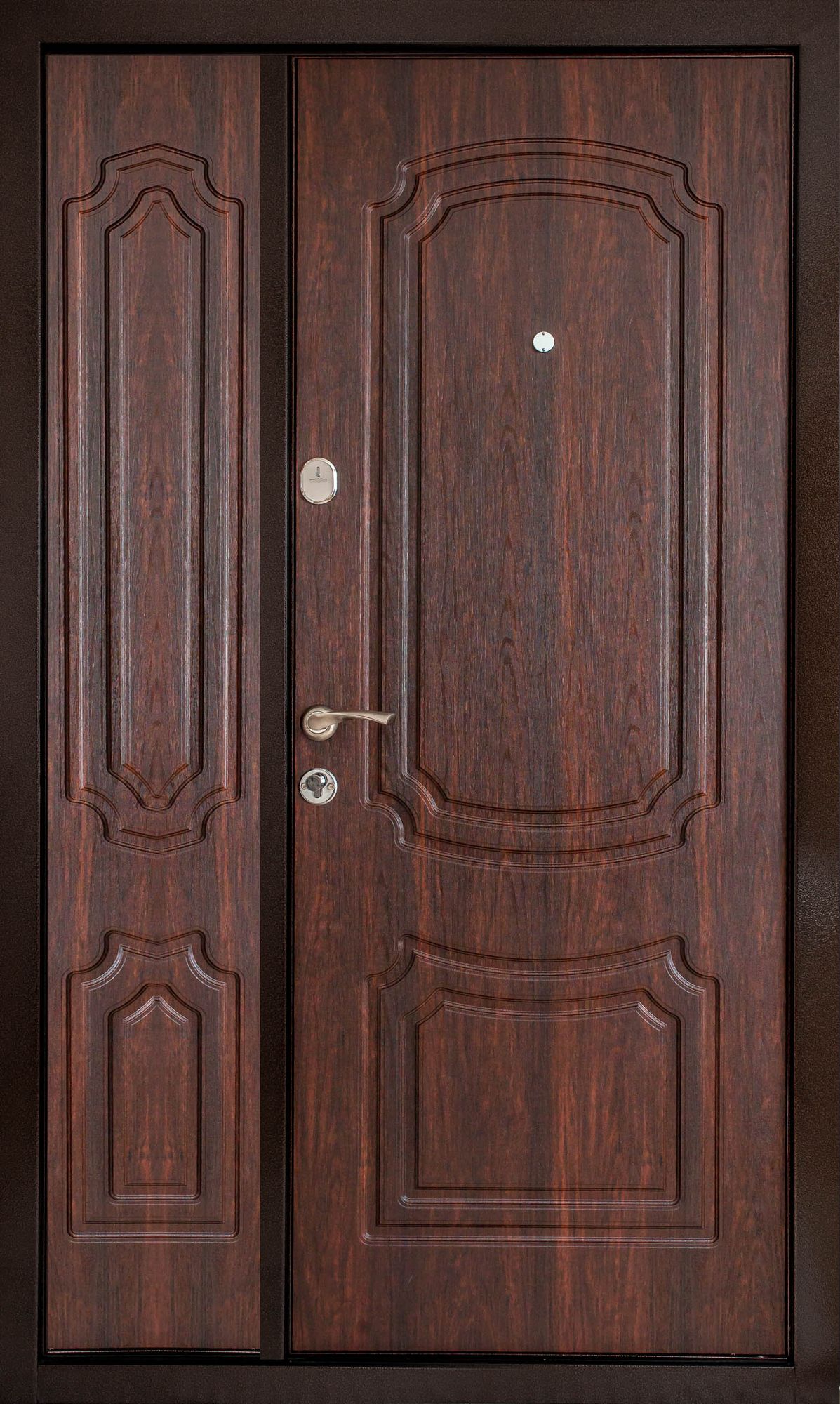 Двойная дверь входная ПУ-01 Орех коньячний, (Ш 1200)
