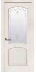 Межкомнатные двери Антре со стеклом сатин и рисунком Р2, ПВХ DeLuxe Патина