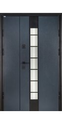 Двойная дверь входная в дом МОНОЛИТ ПВХ антрацит Лампре 13 /ПВХ бетон
