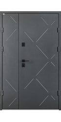 Двойная дверь входная в дом РУБИКОН ПВХ бетон антрацит Ескада 7 с ТЕРМОРОЗРИВОМ