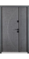 Двойная дверь входная в дом РУБИКОН ПВХ бетон антрацит Ескада 7 с ТЕРМОРОЗРИВОМ