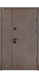 Двойная дверь входная в дом РУБИКОН RAL 8019 / ПВХ 46 Б-330 Оф.д.18 + терморазрыв