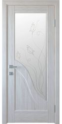 Межкомнатные двери Амата со стеклом сатин и рисунком Р2, ПВХ DeLuxe Ясень New
