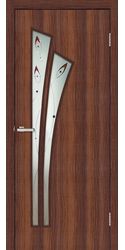 Дверь "Омис" Пальма Экошпон (стекло сатин с контурным рисунком), Экошпон Орех