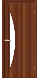 Дверь "Омис" Парус ПВХ (стекло сатин с контурным рисунком), ПВХ Орех