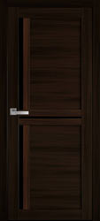 Межкомнатные двери Тринити с черным стеклом, Экошпон  Венге Brown