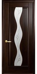 Межкомнатные двери Волна со стеклом сатин и рисунком Р2, ПВХ DeLuxe Венге new