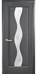 Межкомнатные двери Волна со стеклом сатин и рисунком Р2, ПВХ DeLuxe Серый