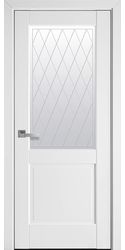 Межкомнатные двери Эпика со стеклом сатин и рисунком Р2, ПП Премиум Белый матовый