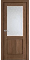 Межкомнатные двери Эпика со стеклом сатин и рисунком Р2, ПВХ DeLuxe Золотая Ольха