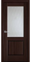 Межкомнатные двери Эпика со стеклом сатин и рисунком Р2, ПВХ DeLuxe Каштан