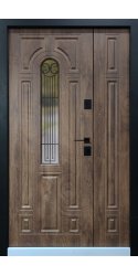 Двойная дверь входная в дом Элегант термо Лучия деревянная панель ArWood орех светлый