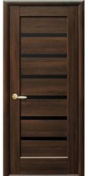 Межкомнатные двери Брістоль с черным стеклом, ПВХ DeLuxe Каштан 