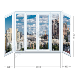 Металлопластиковое окно WDS балкон П-образный стандарт  wds19