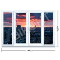 Металлопластиковое окно WDS лоджия 2850х1650 мм wds18