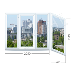 Металлопластиковое окно KBE Г-образный балкон панельный дом kbe-8